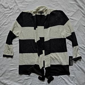 INC International Concepts Black White Striped Sequin Cardigan Sweater XL NWT